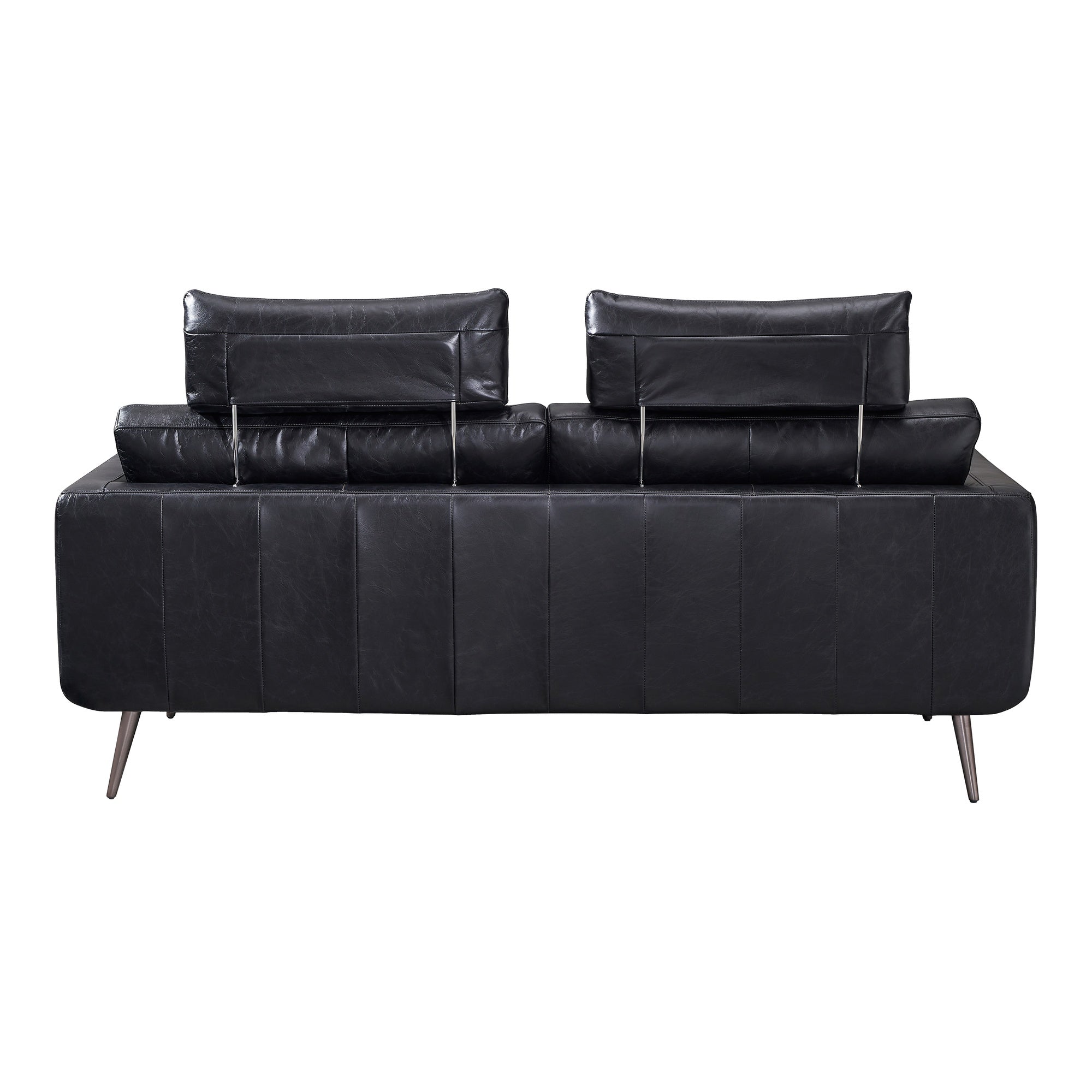 Delma 2.5 Seater Leather Sofa with removable Headrests,Â Ebony Black