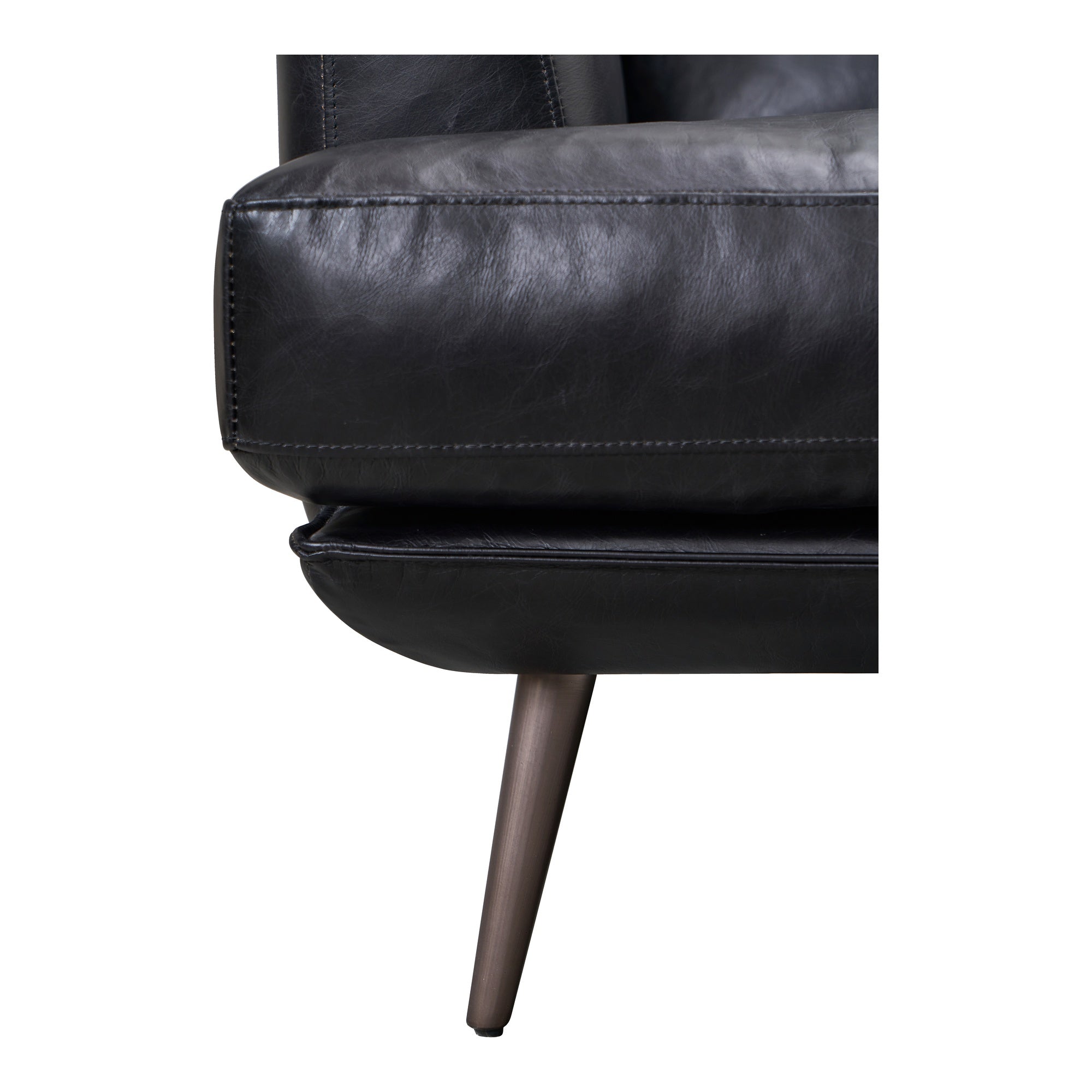 Delma 2.5 Seater Leather Sofa with removable Headrests,Â Ebony Black