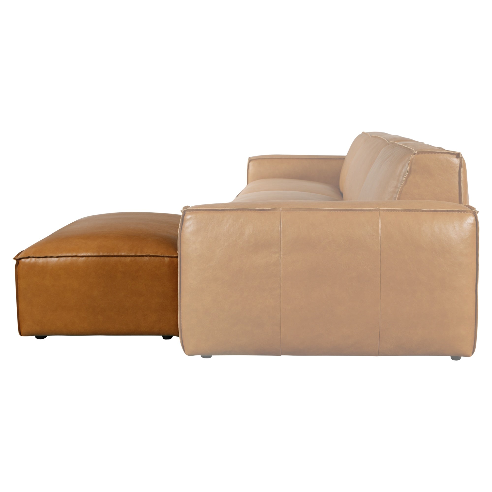 Nola Leather Ottoman, Como Tan