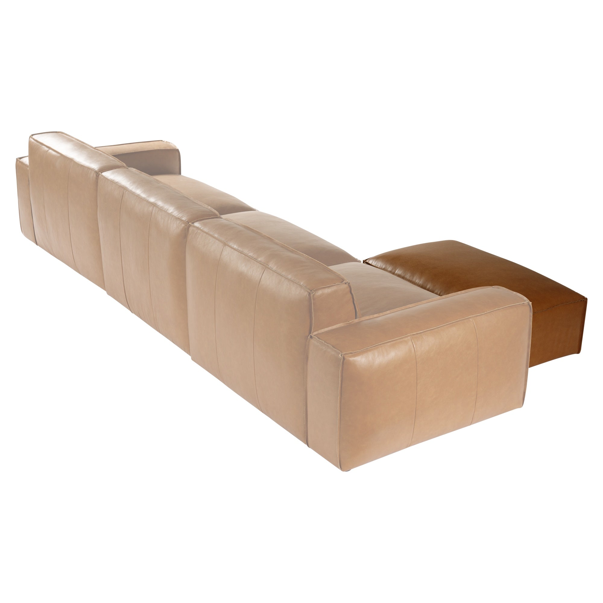 Nola Leather Ottoman, Como Tan