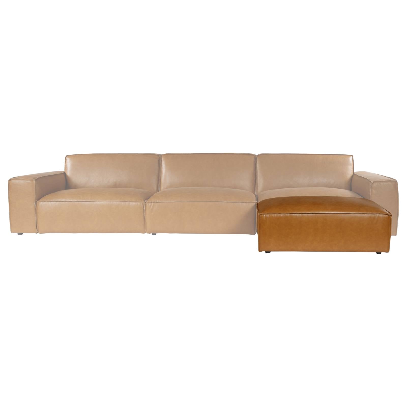 Nola Leather Ottoman, Como Tan