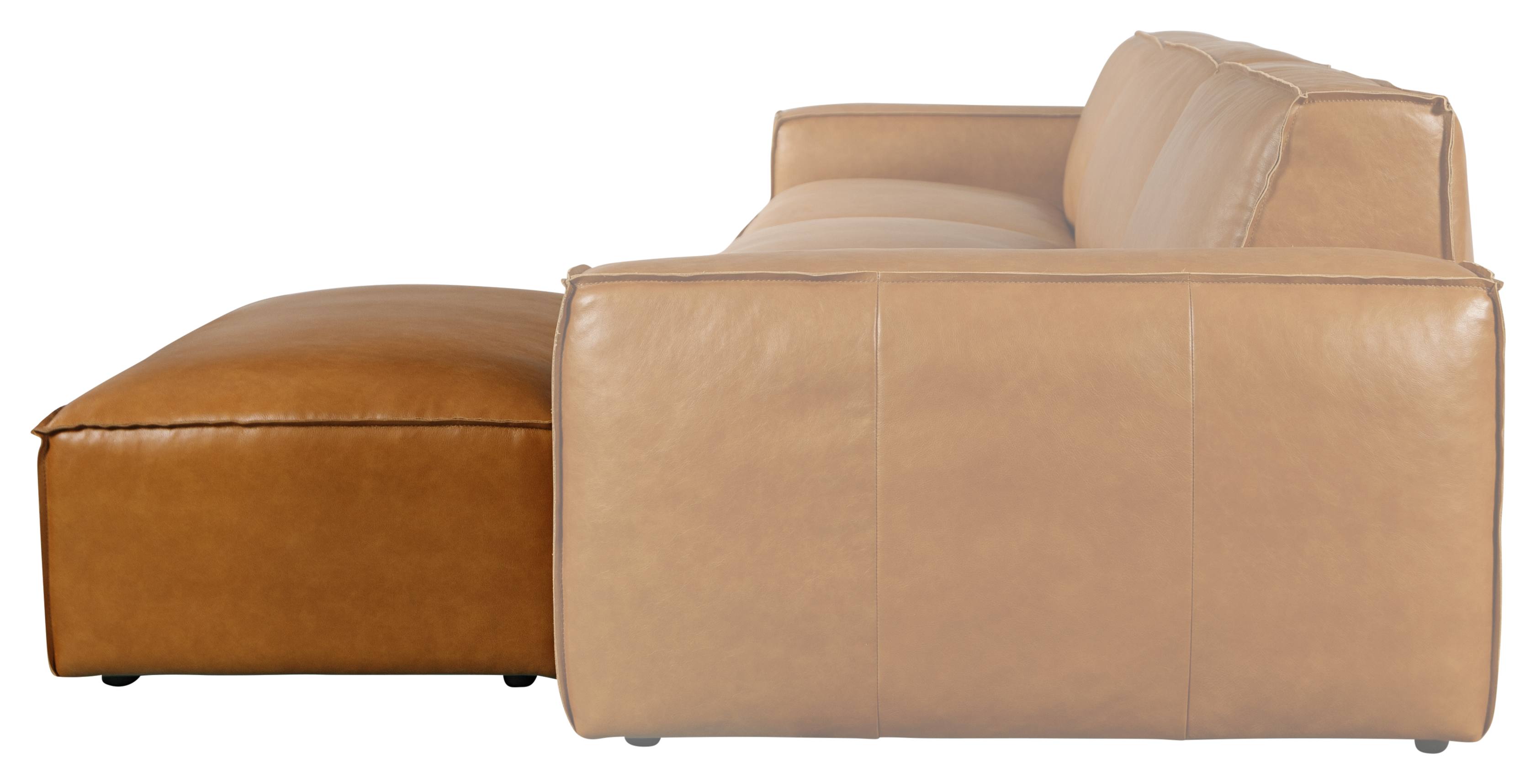 Nola Leather Ottoman, Como Tan