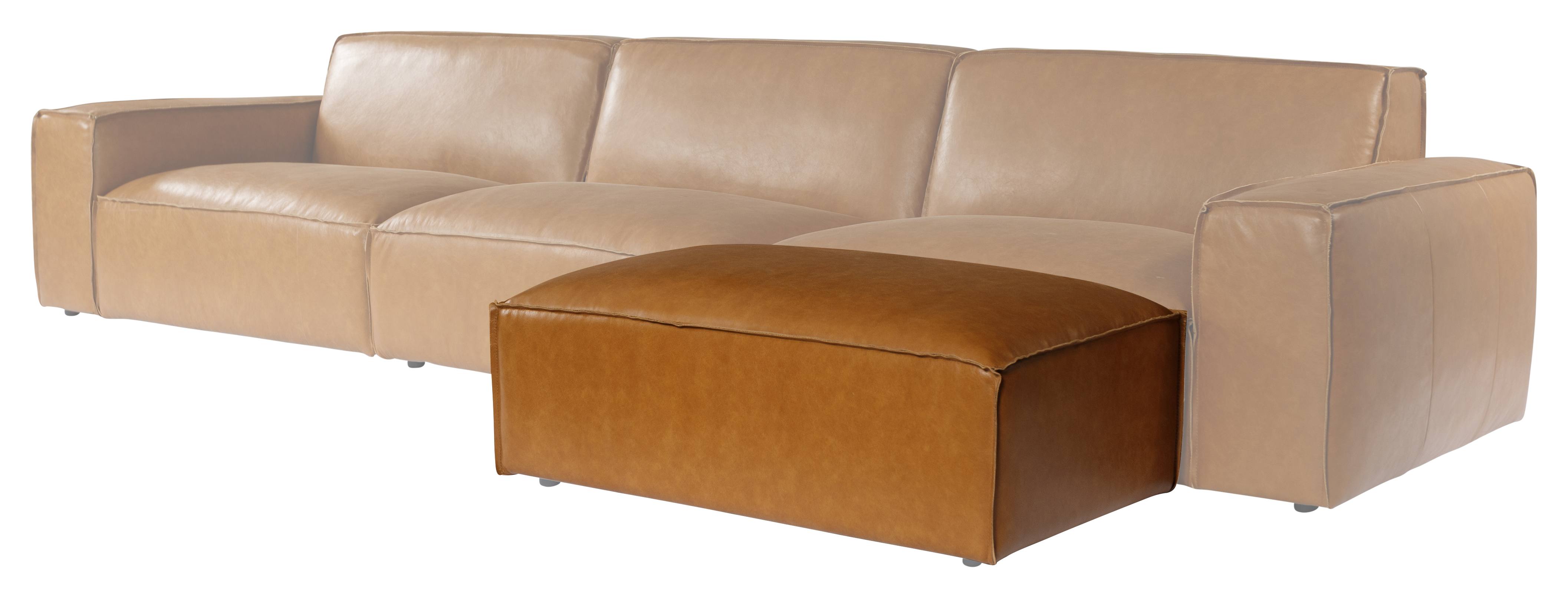 Nola Leather Ottoman, Como Tan