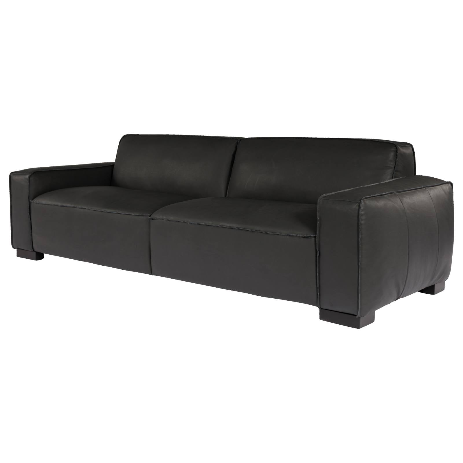 Connor 3.5 Seater Leather Sofa, Santosa Black