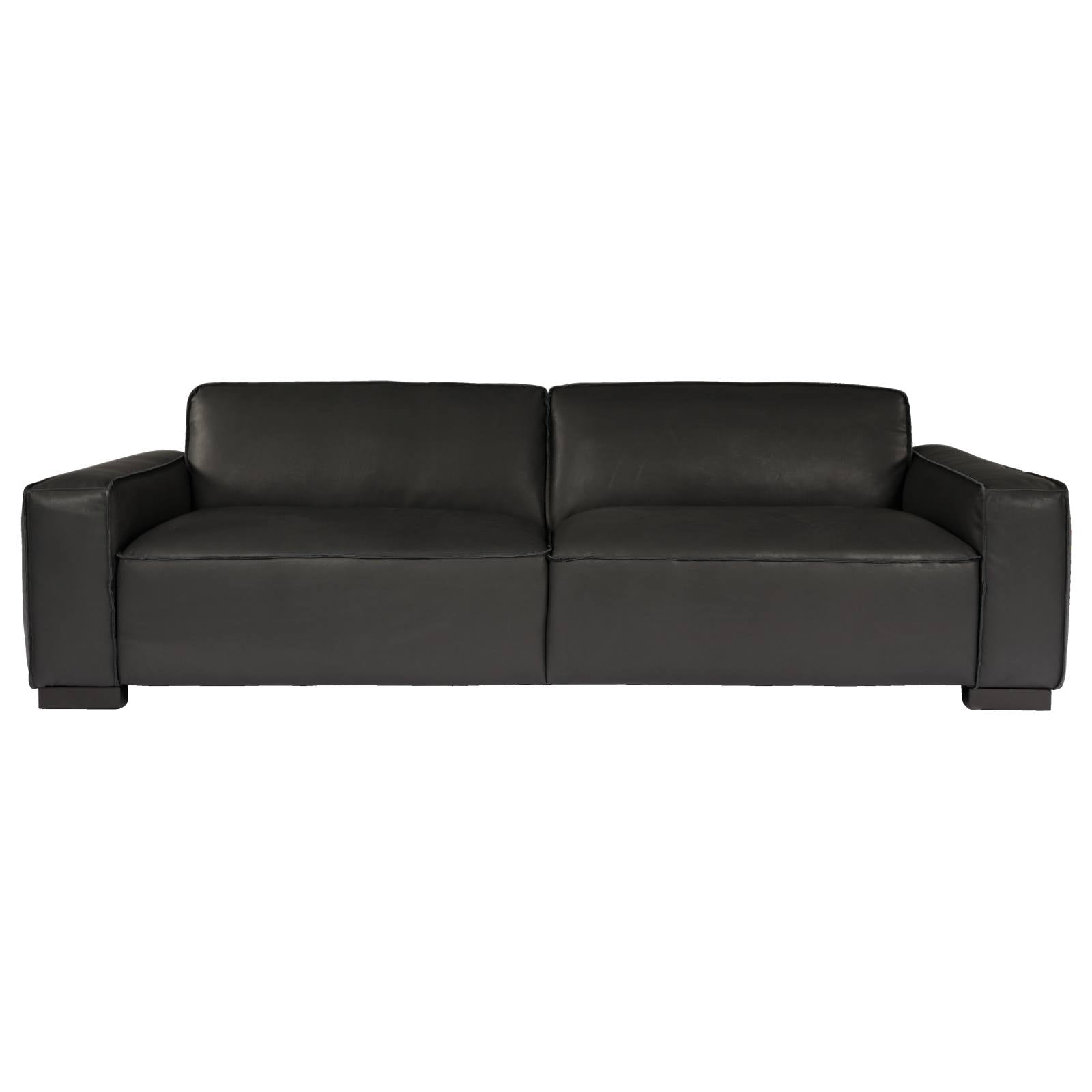 Connor 3.5 Seater Leather Sofa, Santosa Black