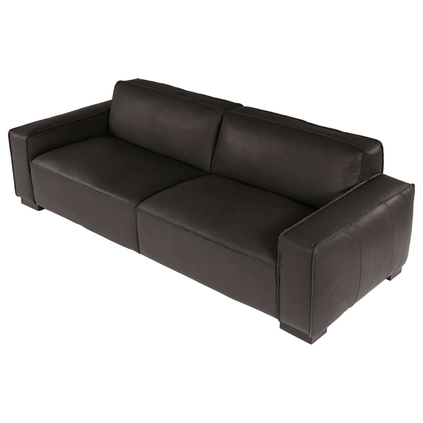Connor 3.5 Seater Leather Sofa, Santosa Black