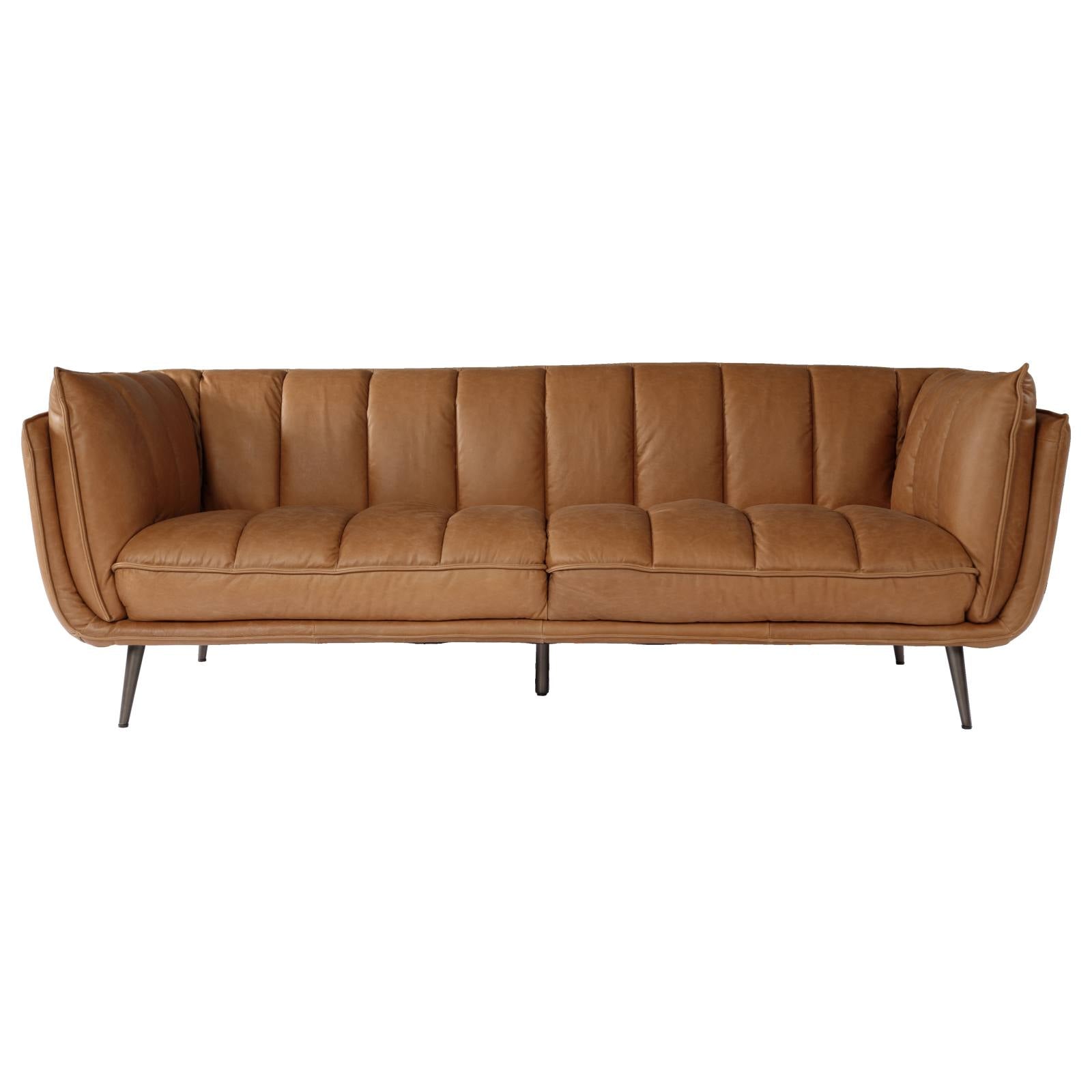 Emer 3 Seater Leather Sofa, Hazelnut Tan