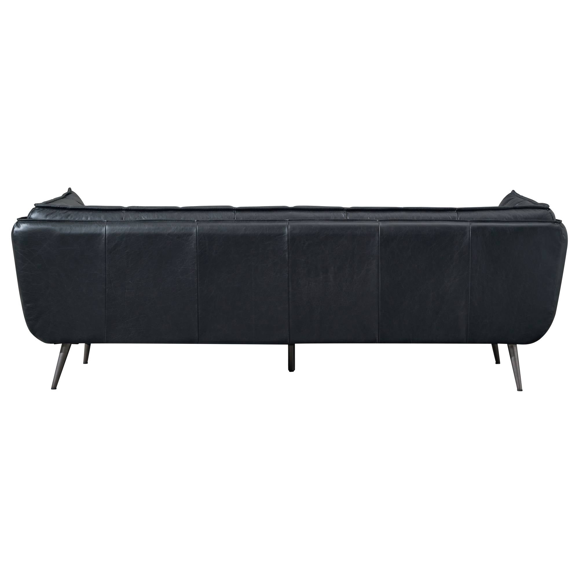Emer 3 Seater Leather Sofa, Mountain Black