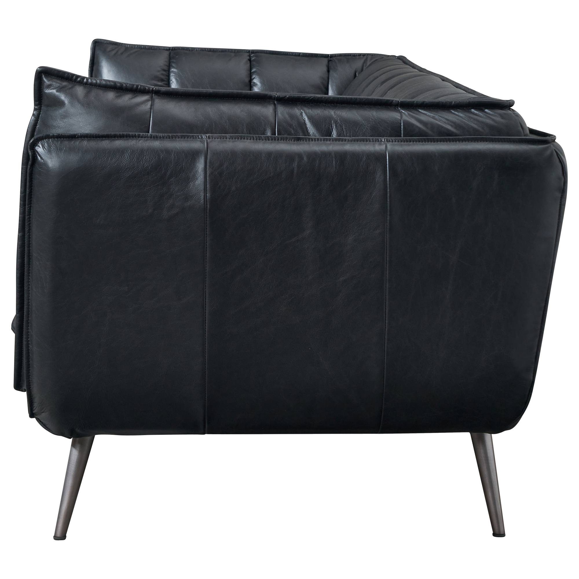 Emer 3 Seater Leather Sofa, Mountain Black