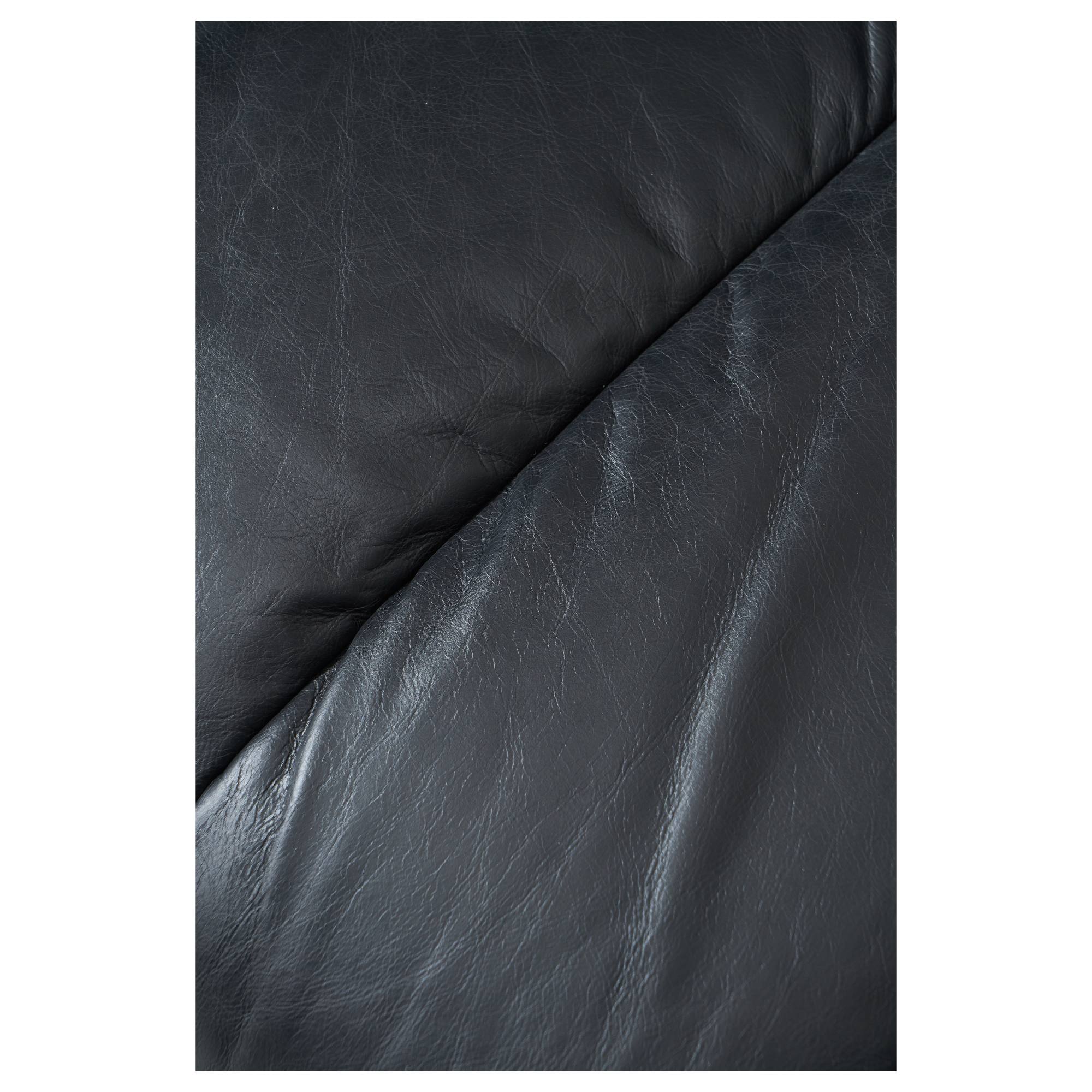 Emer 3 Seater Leather Sofa, Mountain Black