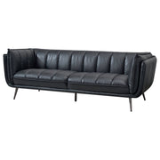 Emer 3 Seater Leather Sofa, Mountain Black