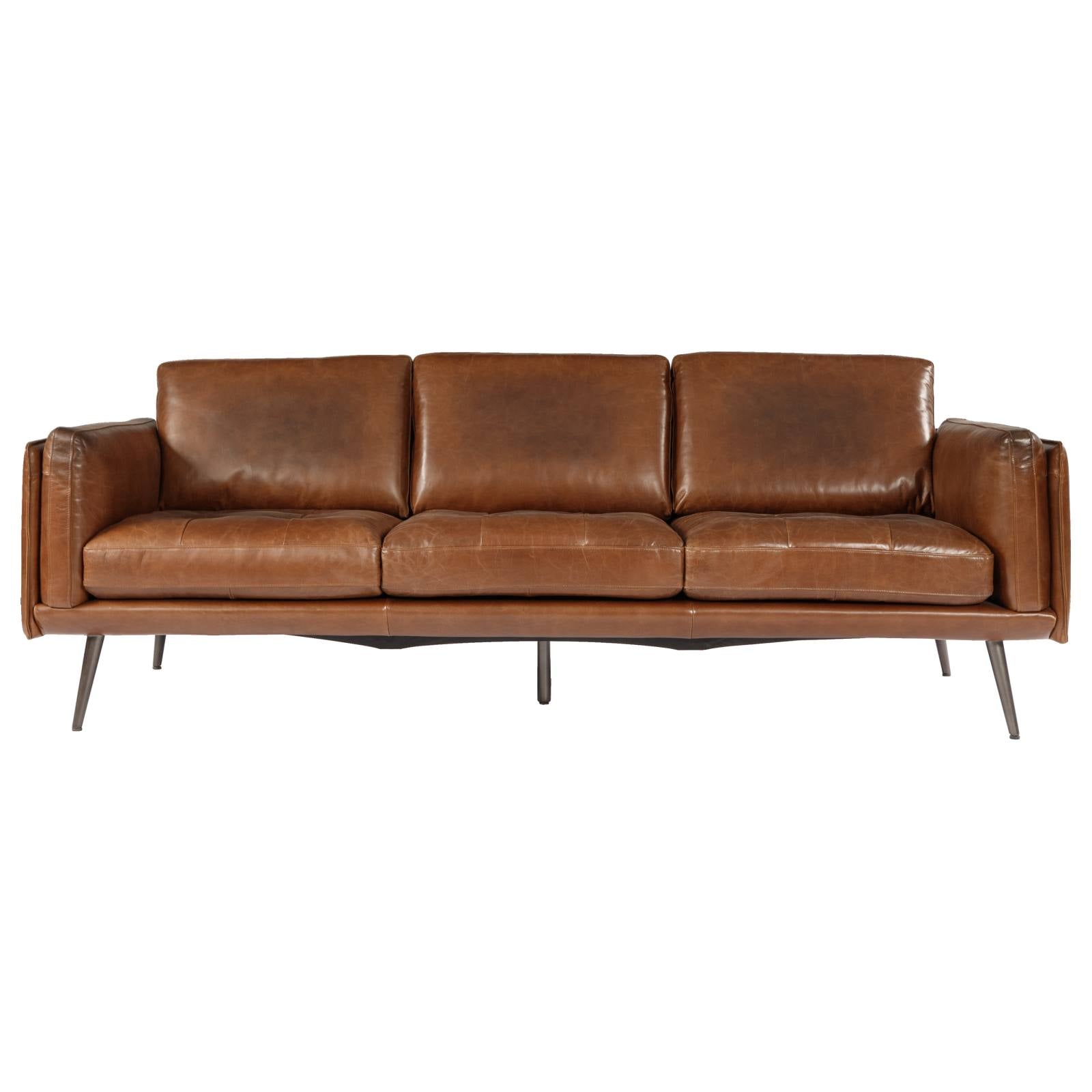 Ronan 3 Seater Leather Sofa, Vintage Whiskey