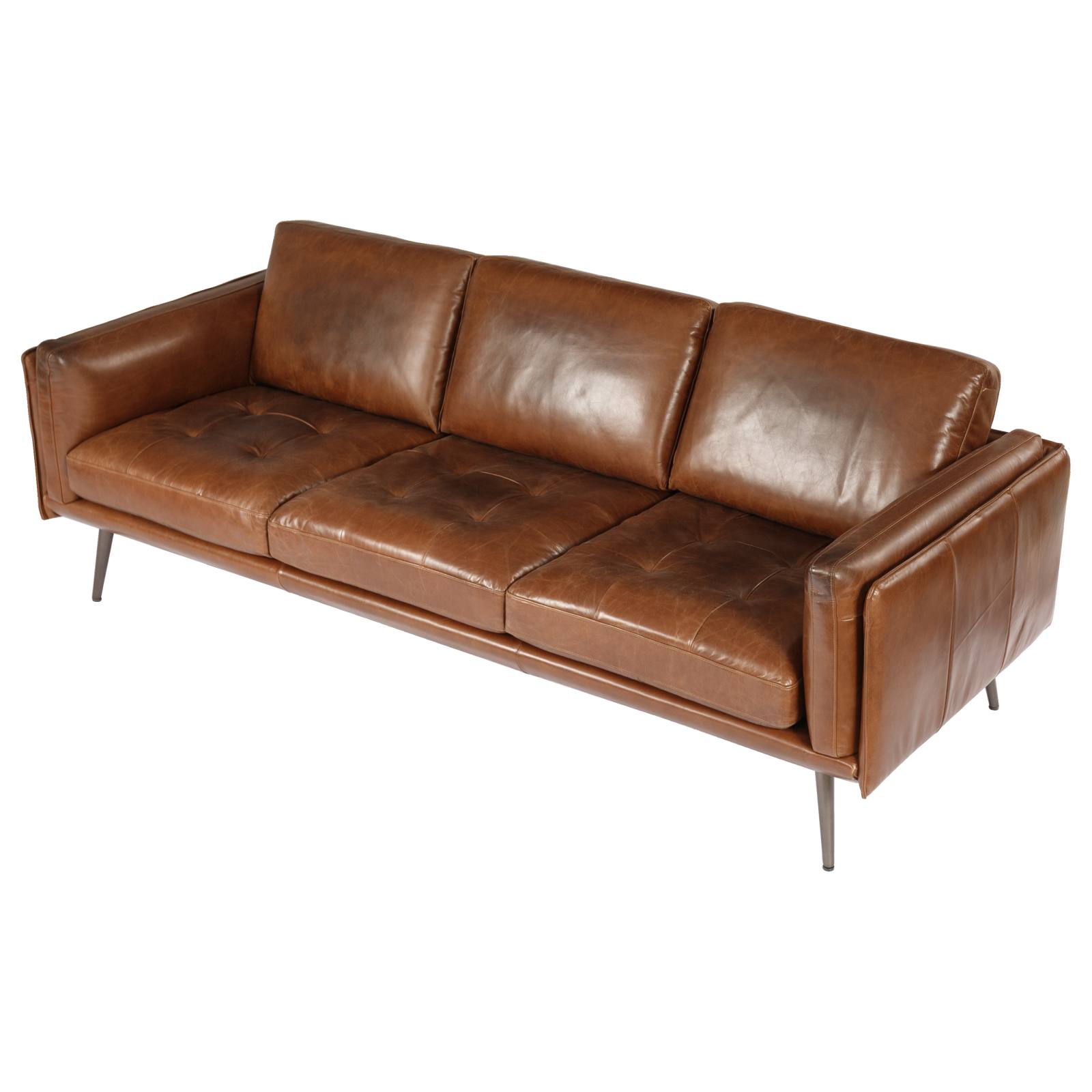 Ronan 3 Seater Leather Sofa, Vintage Whiskey