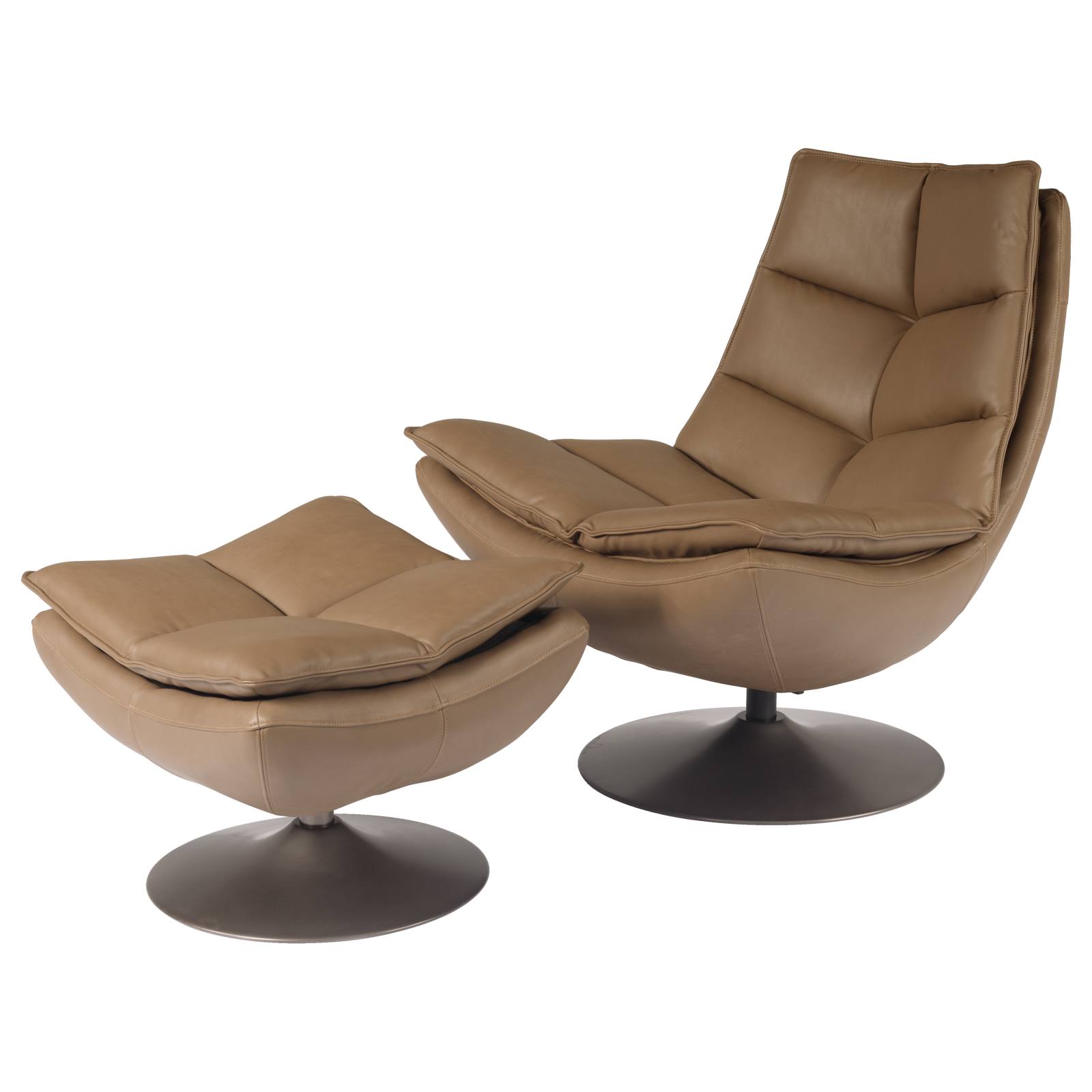 Verlin Swivel Leather Chair, Mushroom