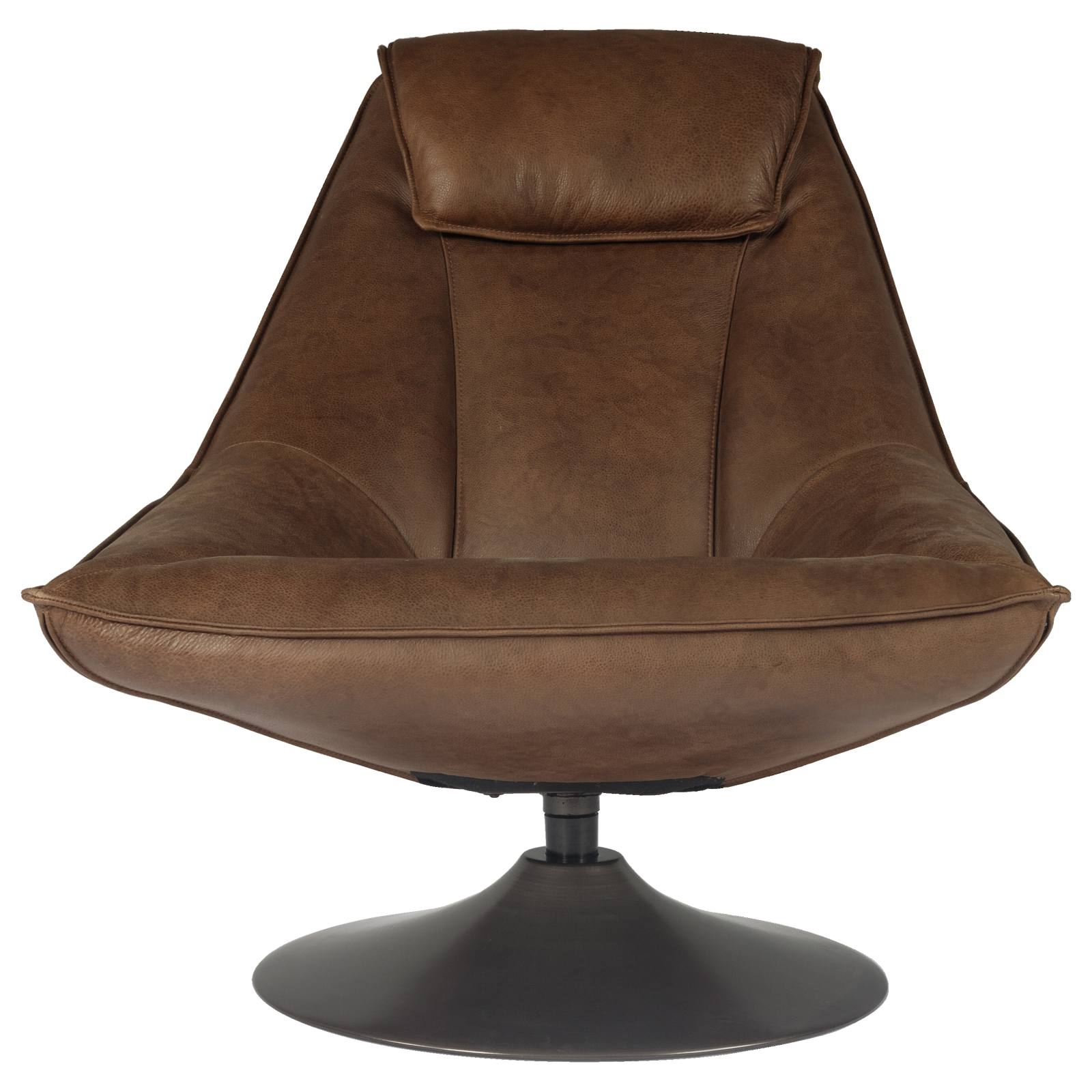 Shara Swivel Leather Chair, Saddle Brown