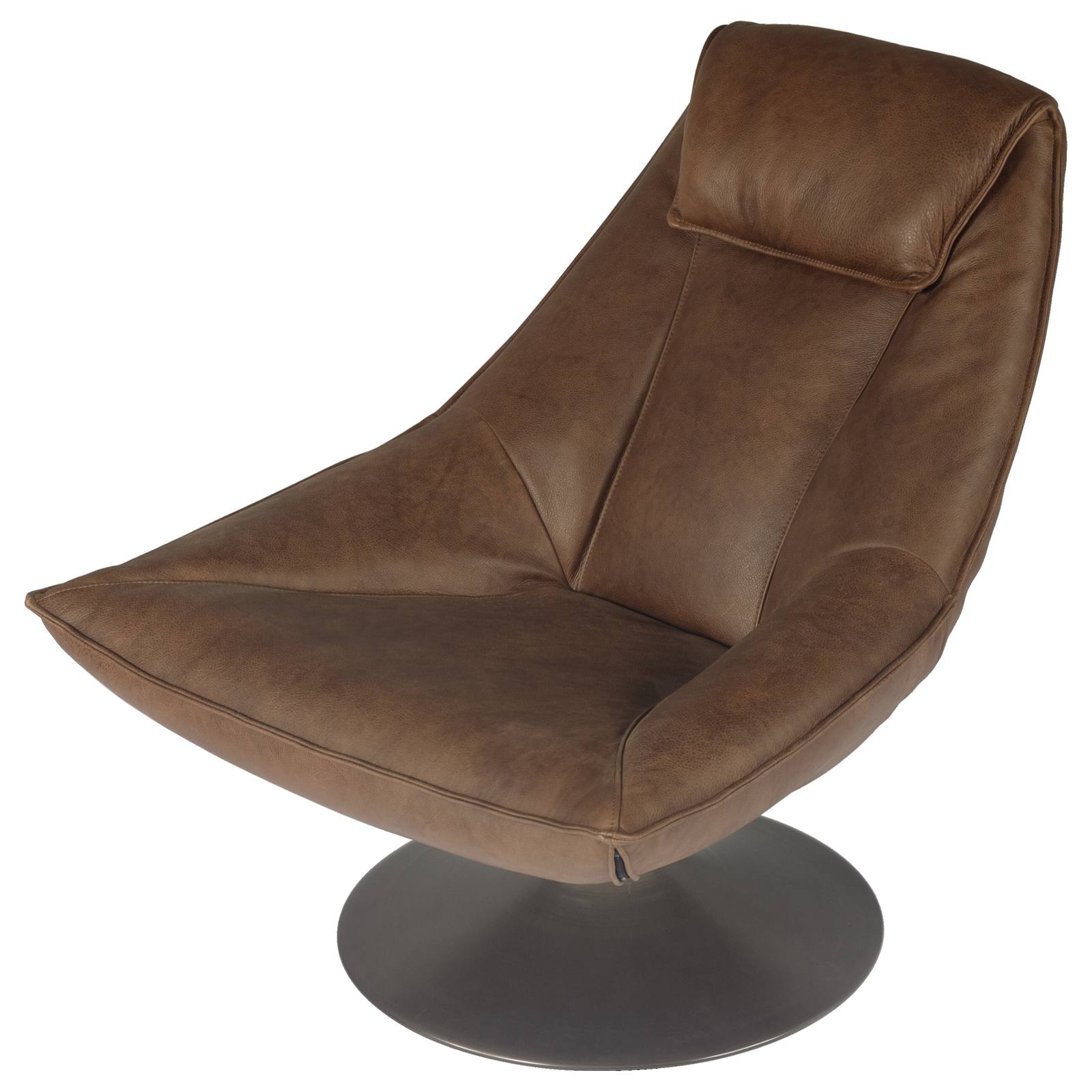 Shara Swivel Leather Chair, Saddle Brown