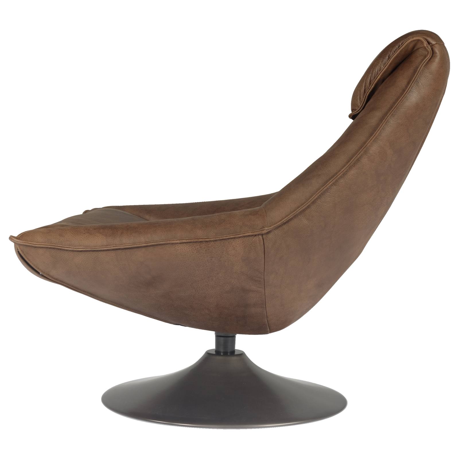 Shara Swivel Leather Chair, Saddle Brown