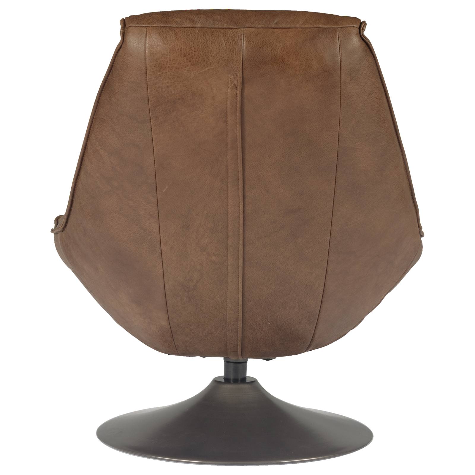 Shara Swivel Leather Chair, Saddle Brown
