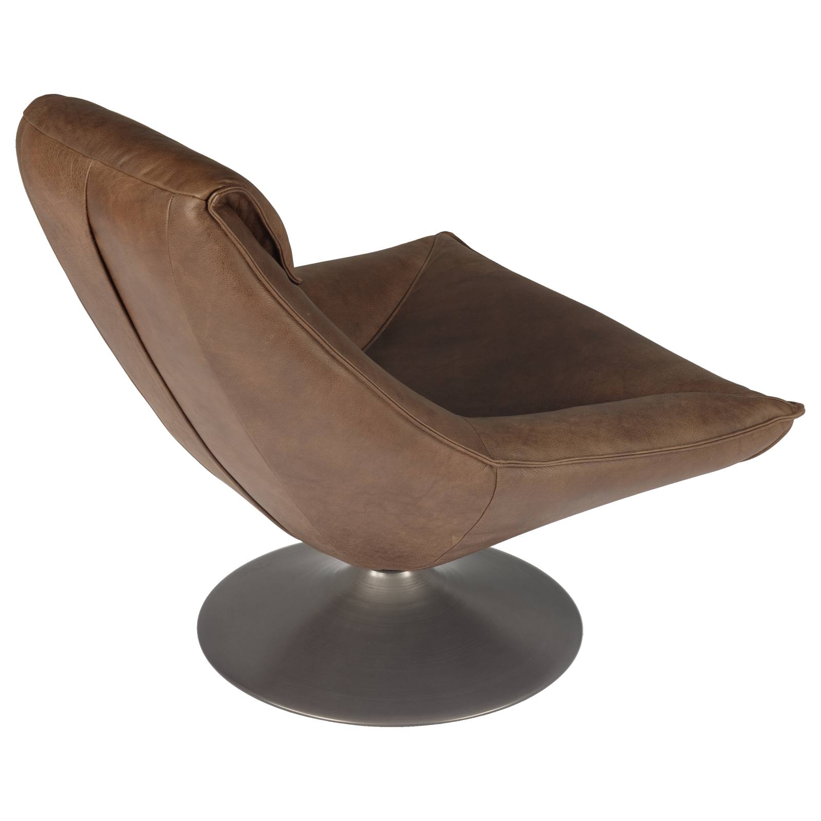 Shara Swivel Leather Chair, Saddle Brown