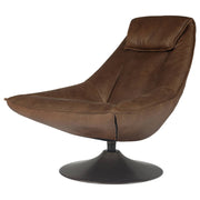 Shara Swivel Leather Chair, Saddle Brown
