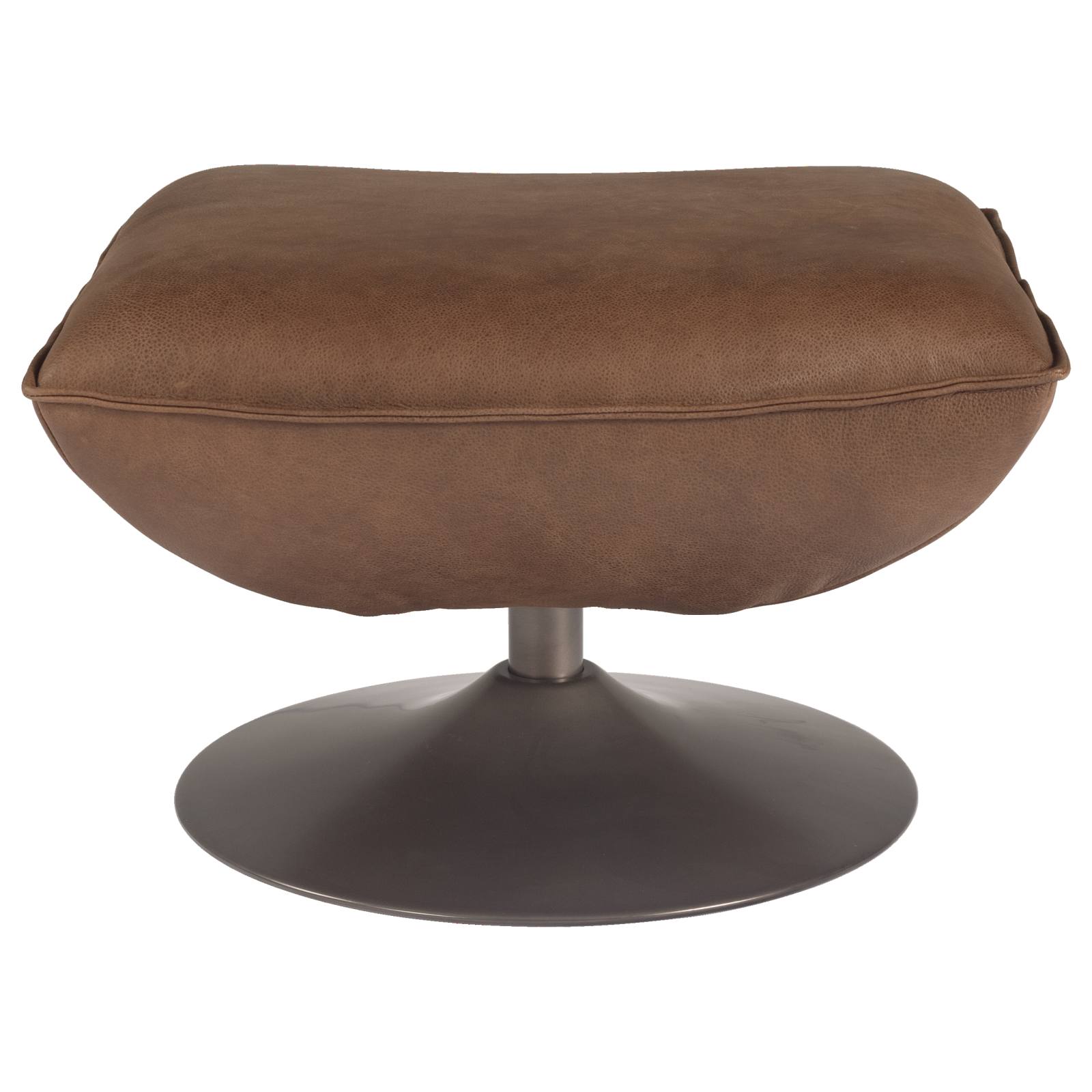 Shara Leather Footstool, Saddle Brown