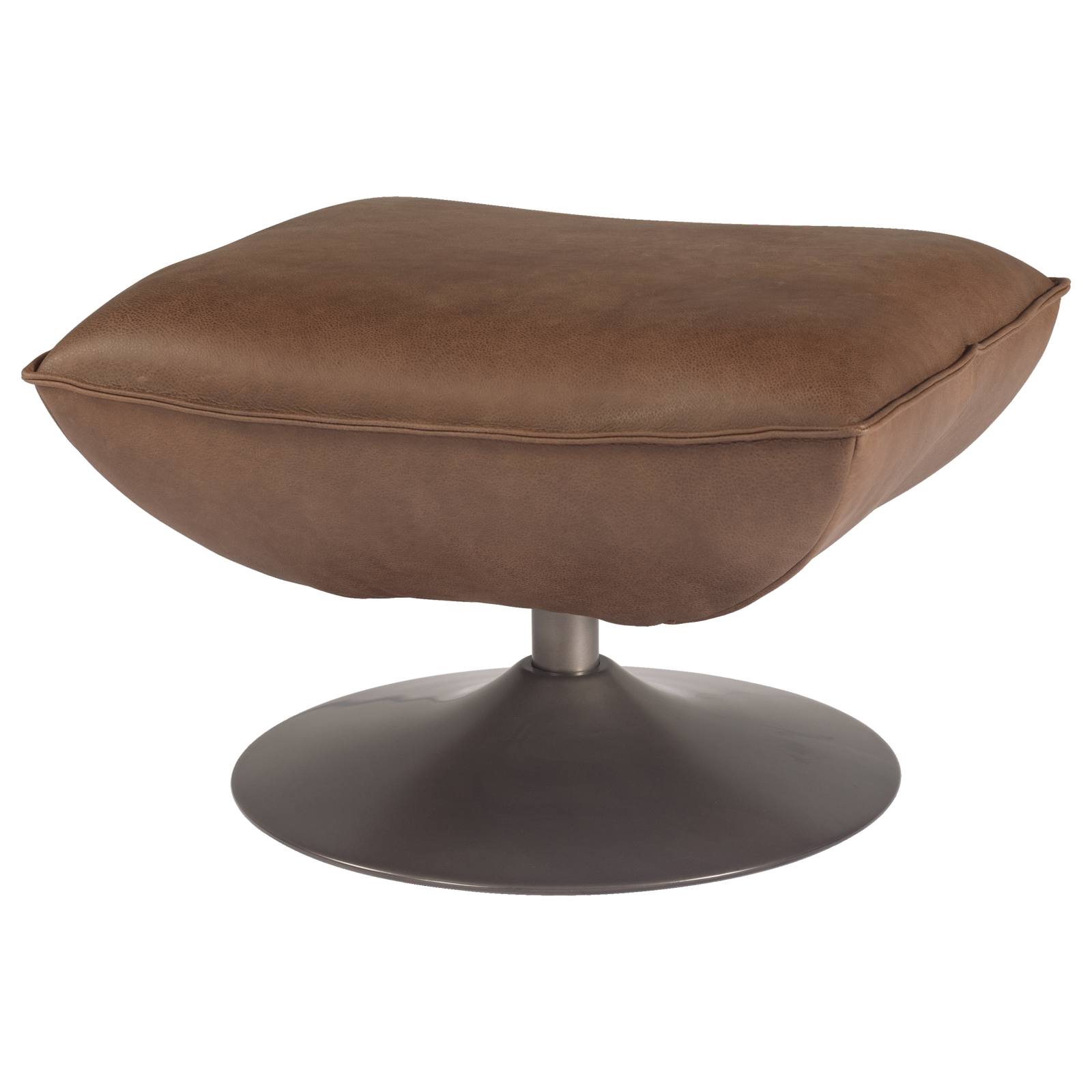 Shara Leather Footstool, Saddle Brown