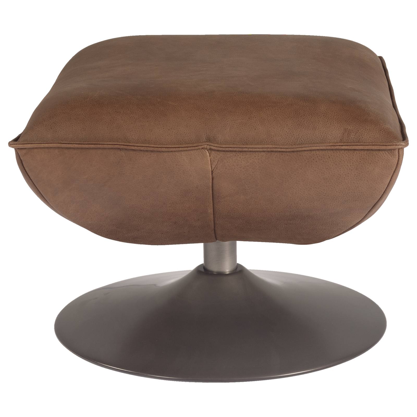 Shara Leather Footstool, Saddle Brown