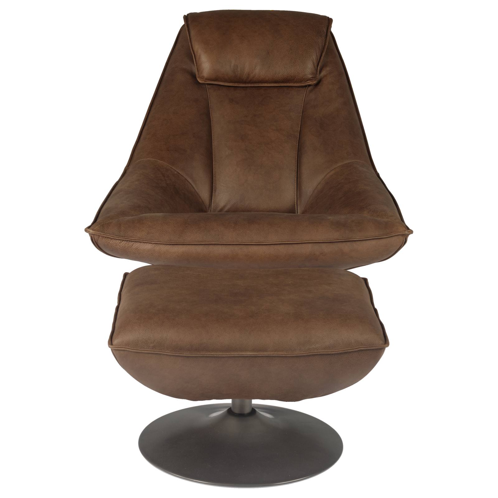 Shara Leather Footstool, Saddle Brown