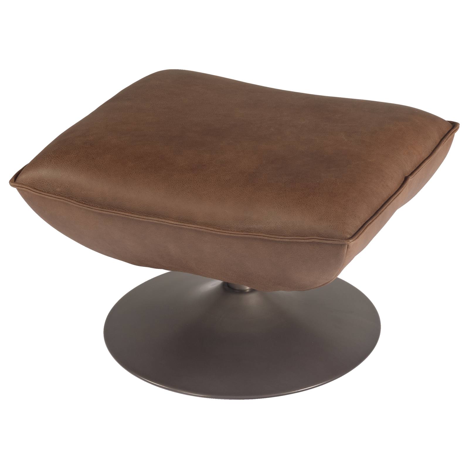 Shara Leather Footstool, Saddle Brown