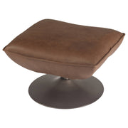 Shara Leather Footstool, Saddle Brown