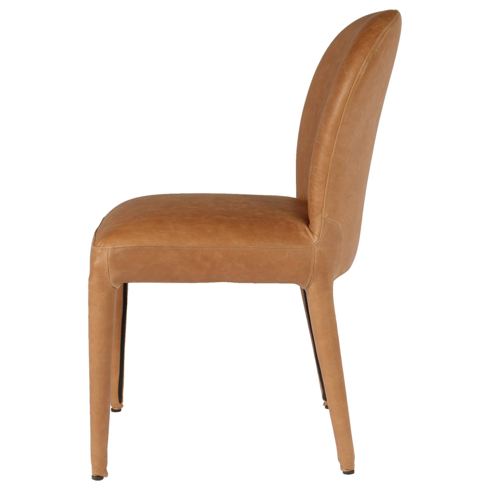 Adar Leather Dining Chair, Hazelnut Tan