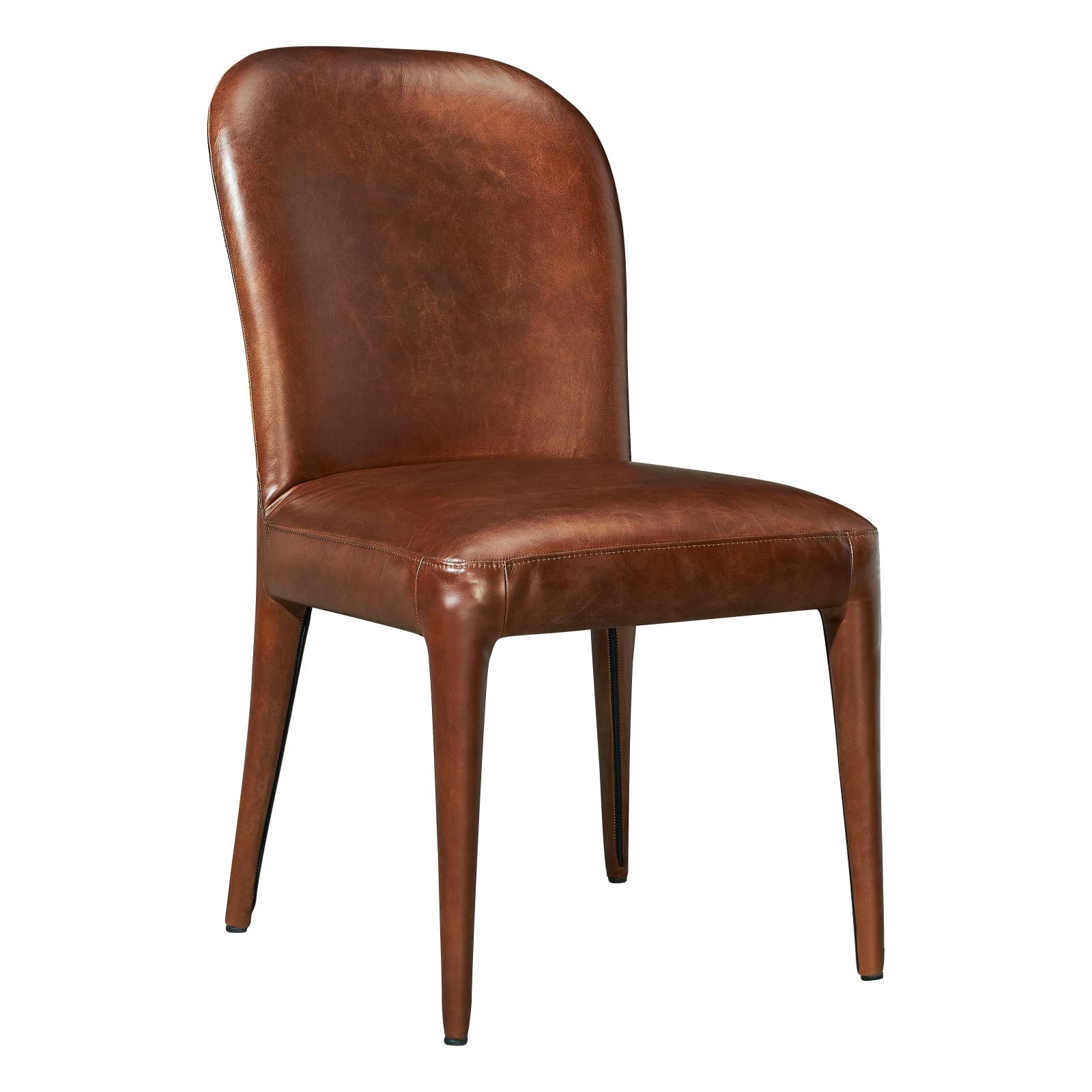 Adar Leather Dining Chair, Vintage Whiskey