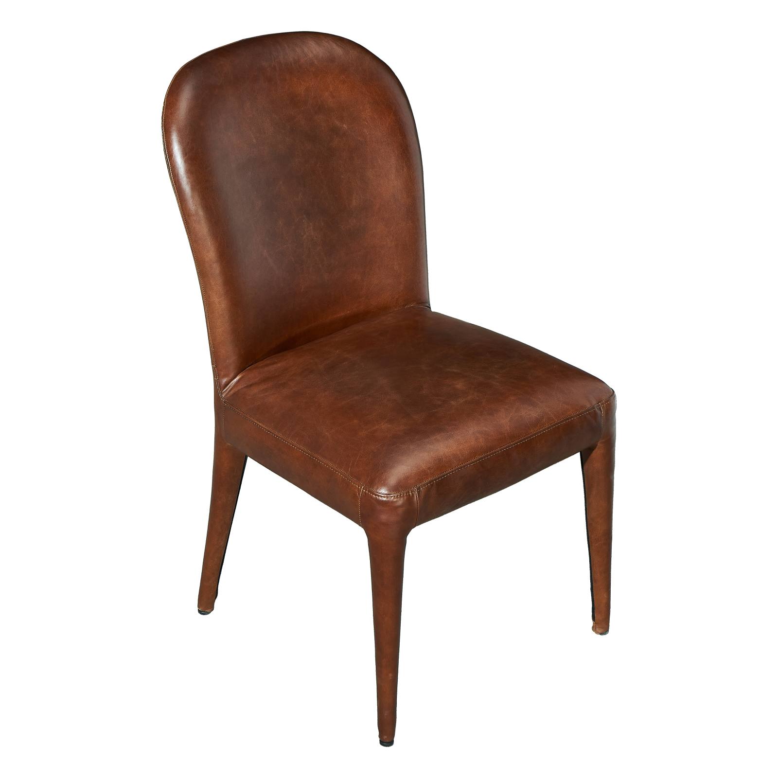Adar Leather Dining Chair, Vintage Whiskey