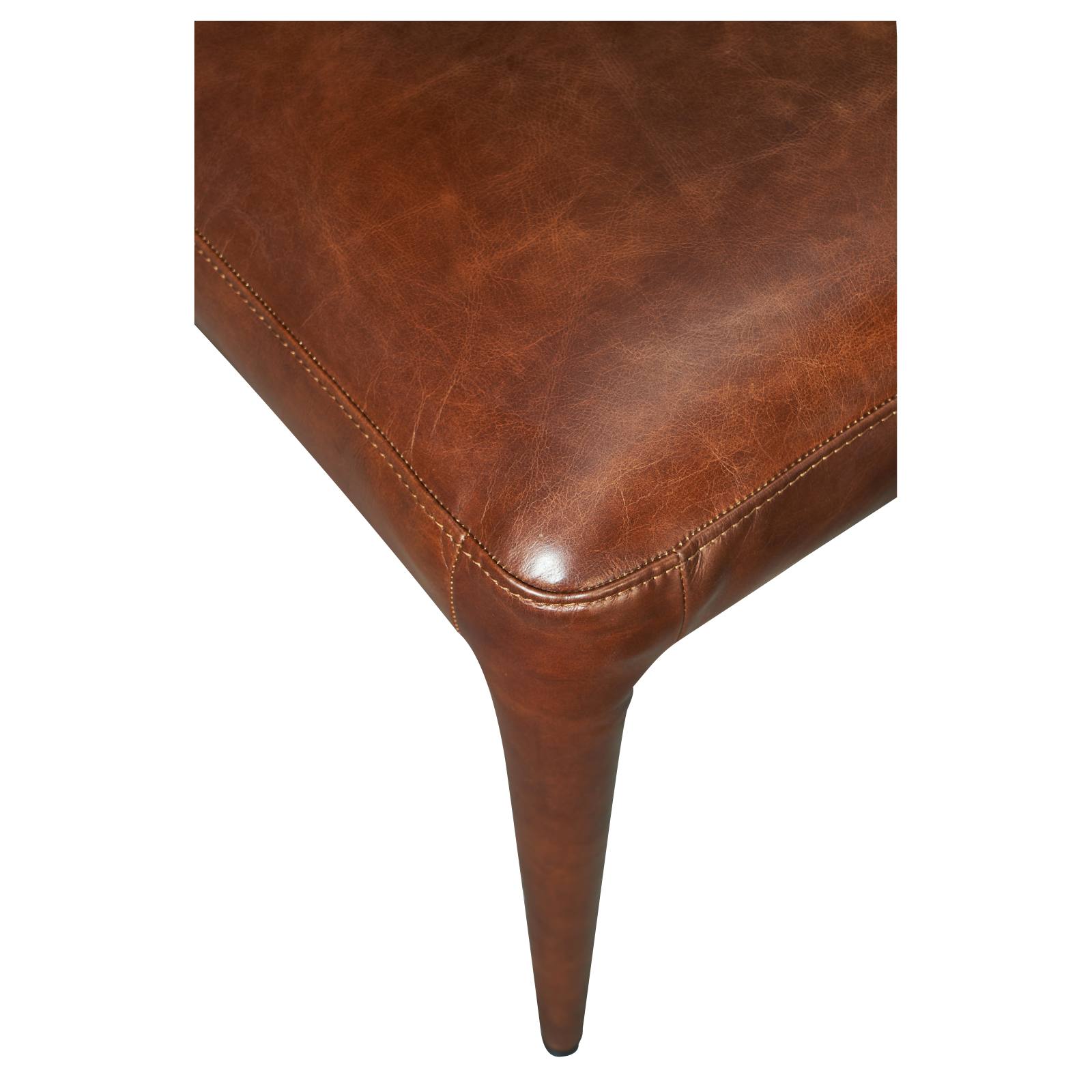 Adar Leather Dining Chair, Vintage Whiskey