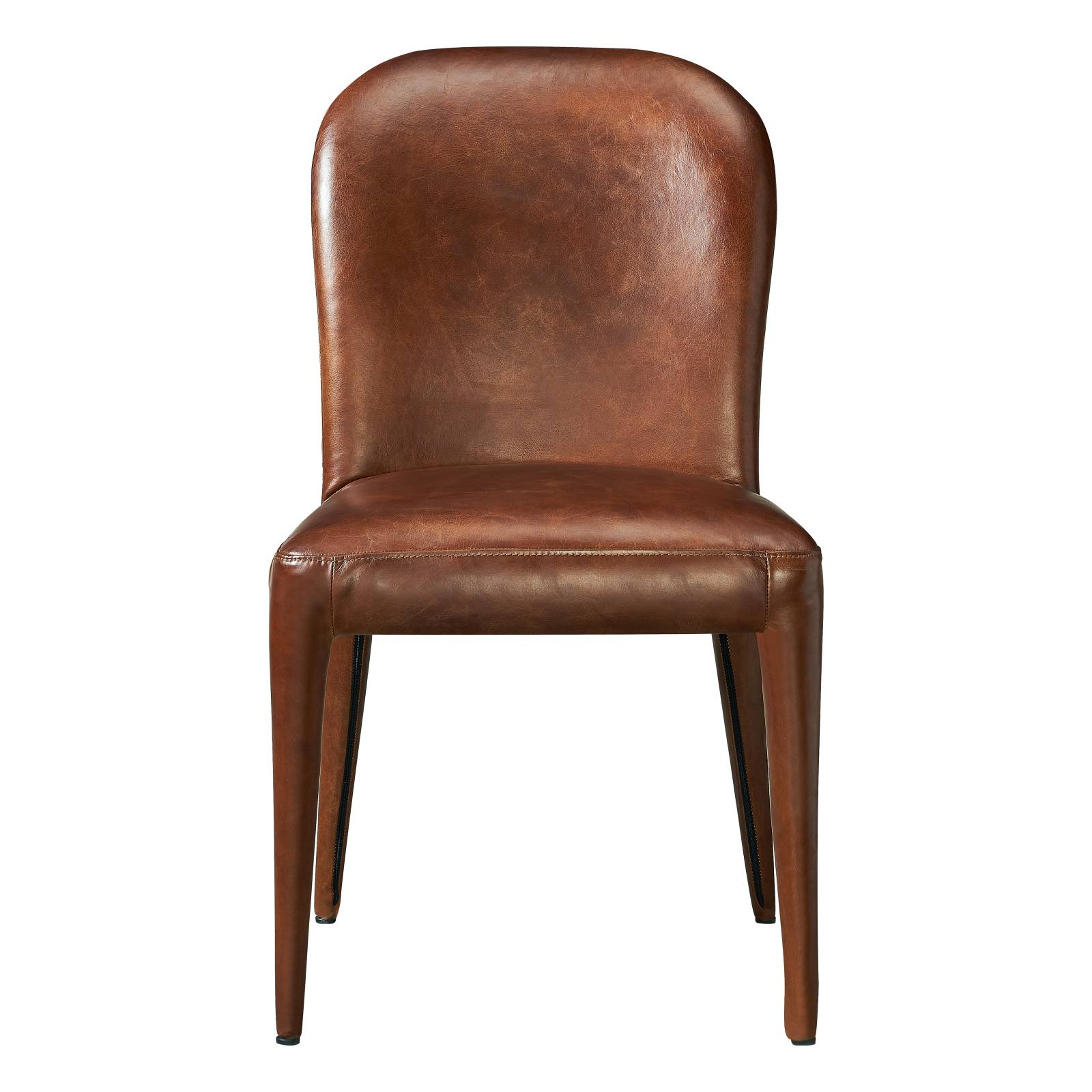 Adar Leather Dining Chair, Vintage Whiskey