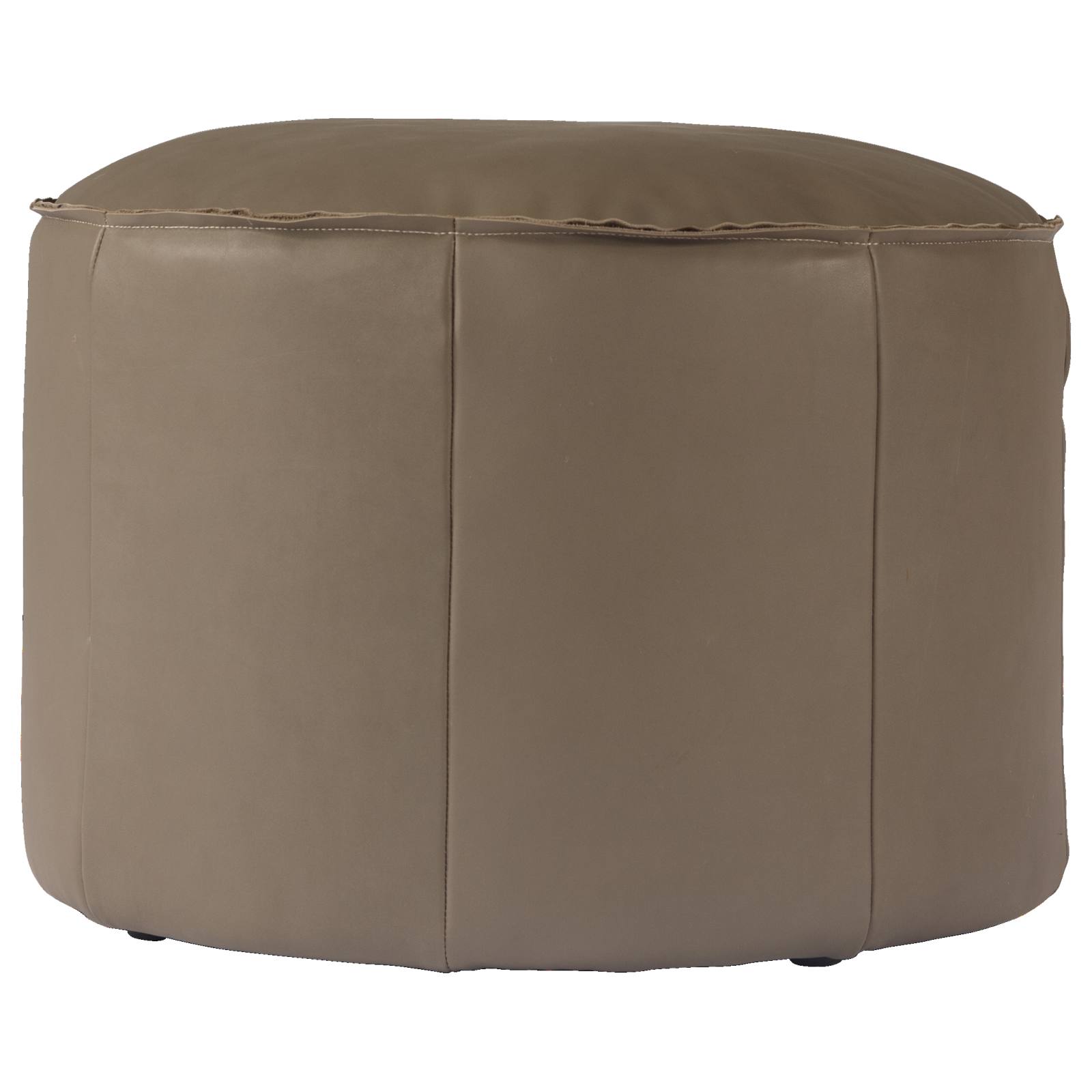 Elina 60cm Round Leather Footstool, Cement Grey