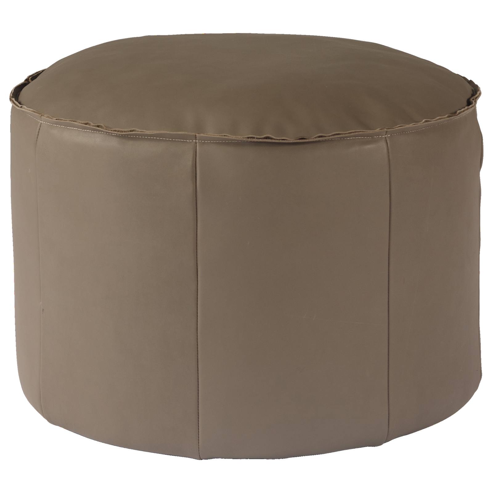 Elina 60cm Round Leather Footstool, Cement Grey