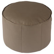 Elina 60cm Round Leather Footstool, Cement Grey