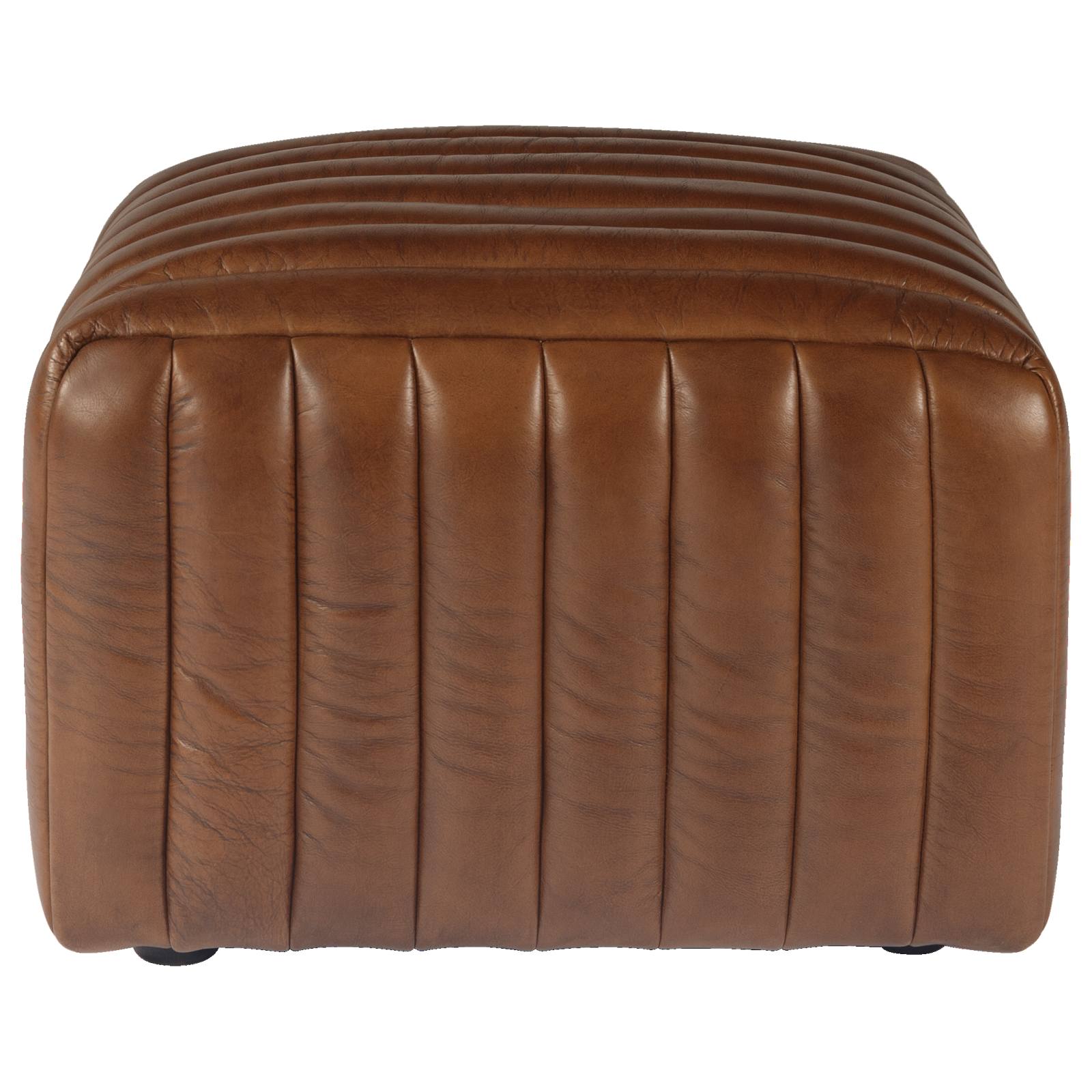 Harton 60cm Square Leather Footstool, Havana Brown