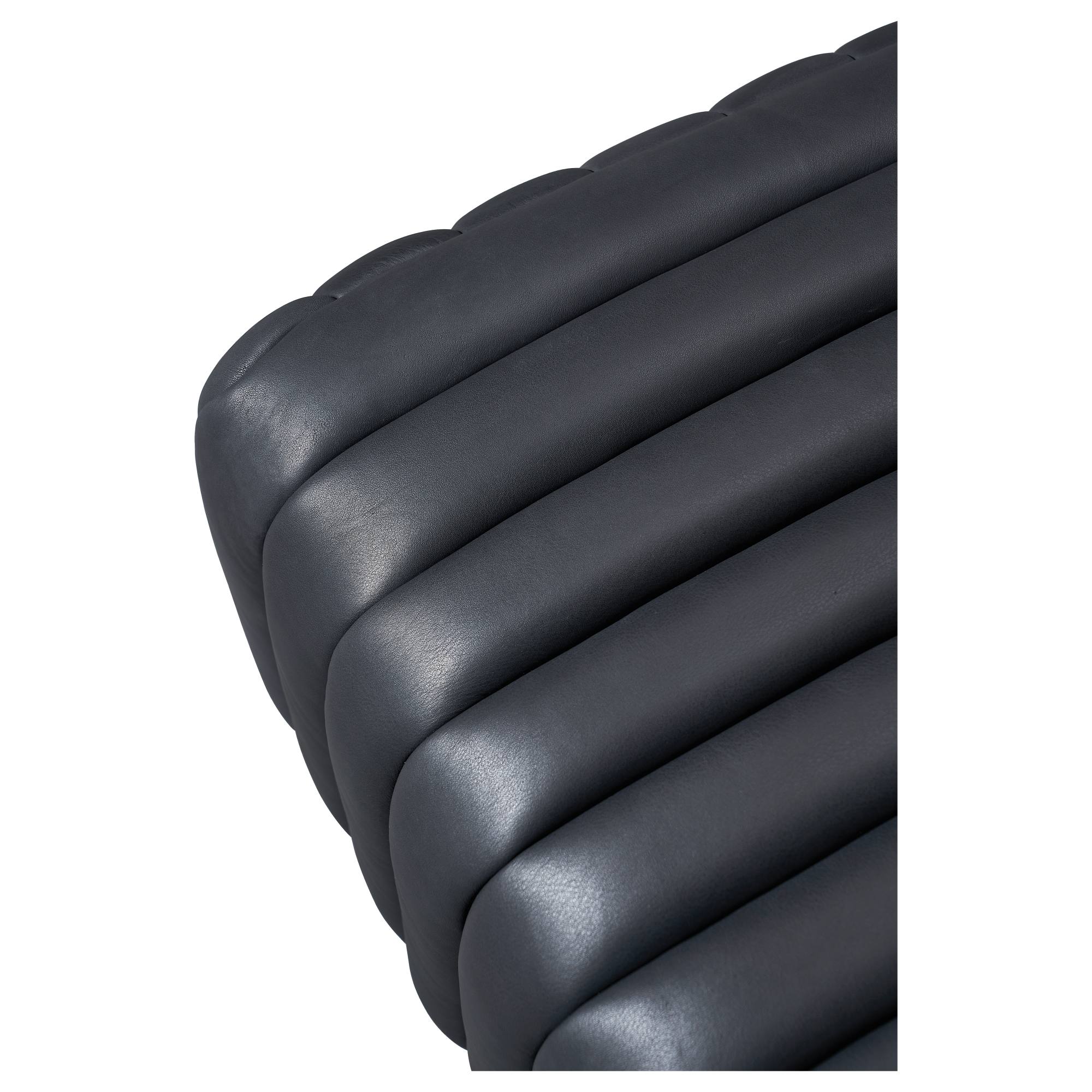 Harton 60cm Square Leather Footstool, Santosa Black