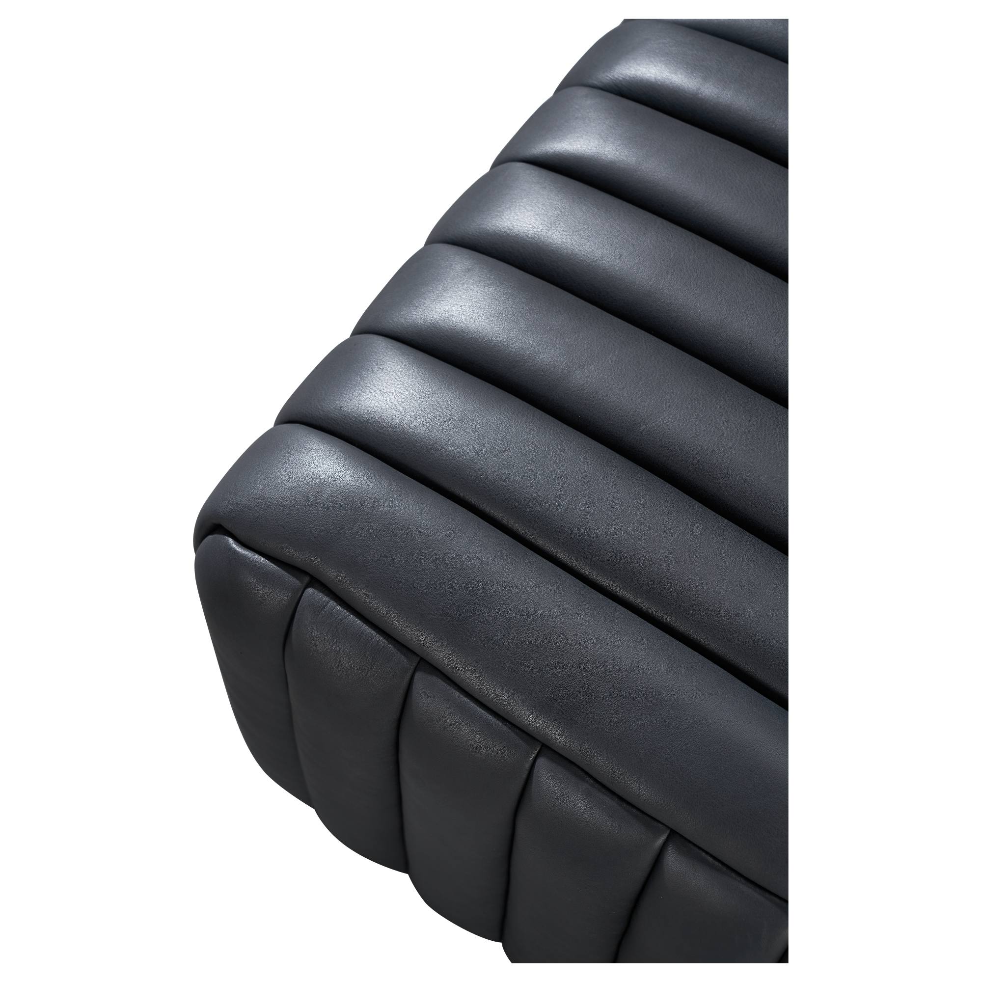 Harton 60cm Square Leather Footstool, Santosa Black