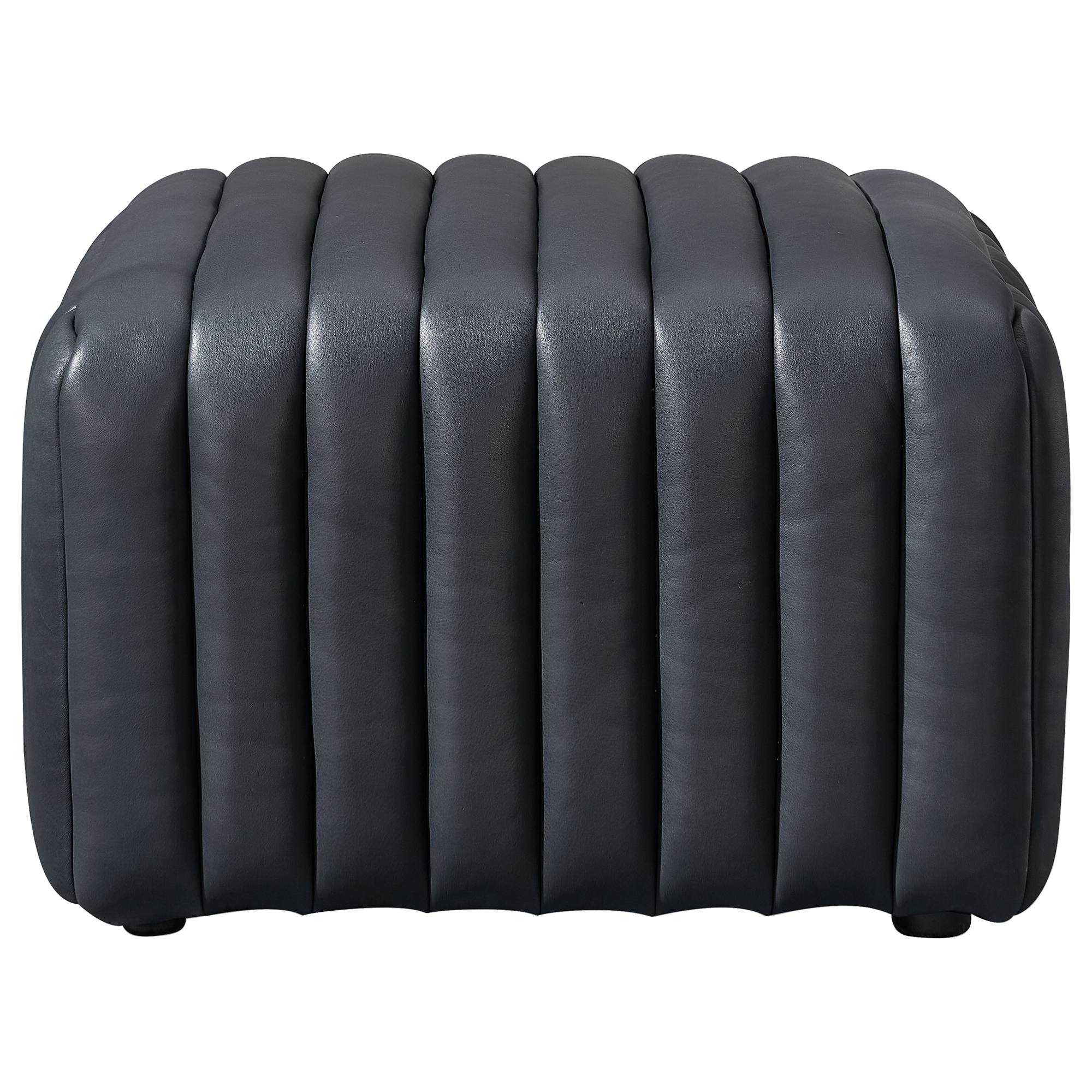 Harton 60cm Square Leather Footstool, Santosa Black