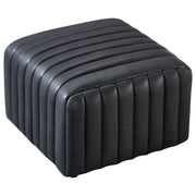 Harton 60cm Square Leather Footstool, Santosa Black