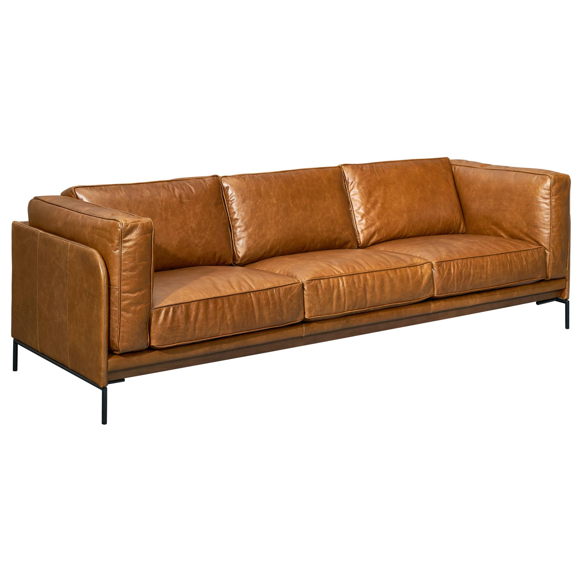 Allerdale 3.5 Seater Leather Sofa, Cuba Brown
