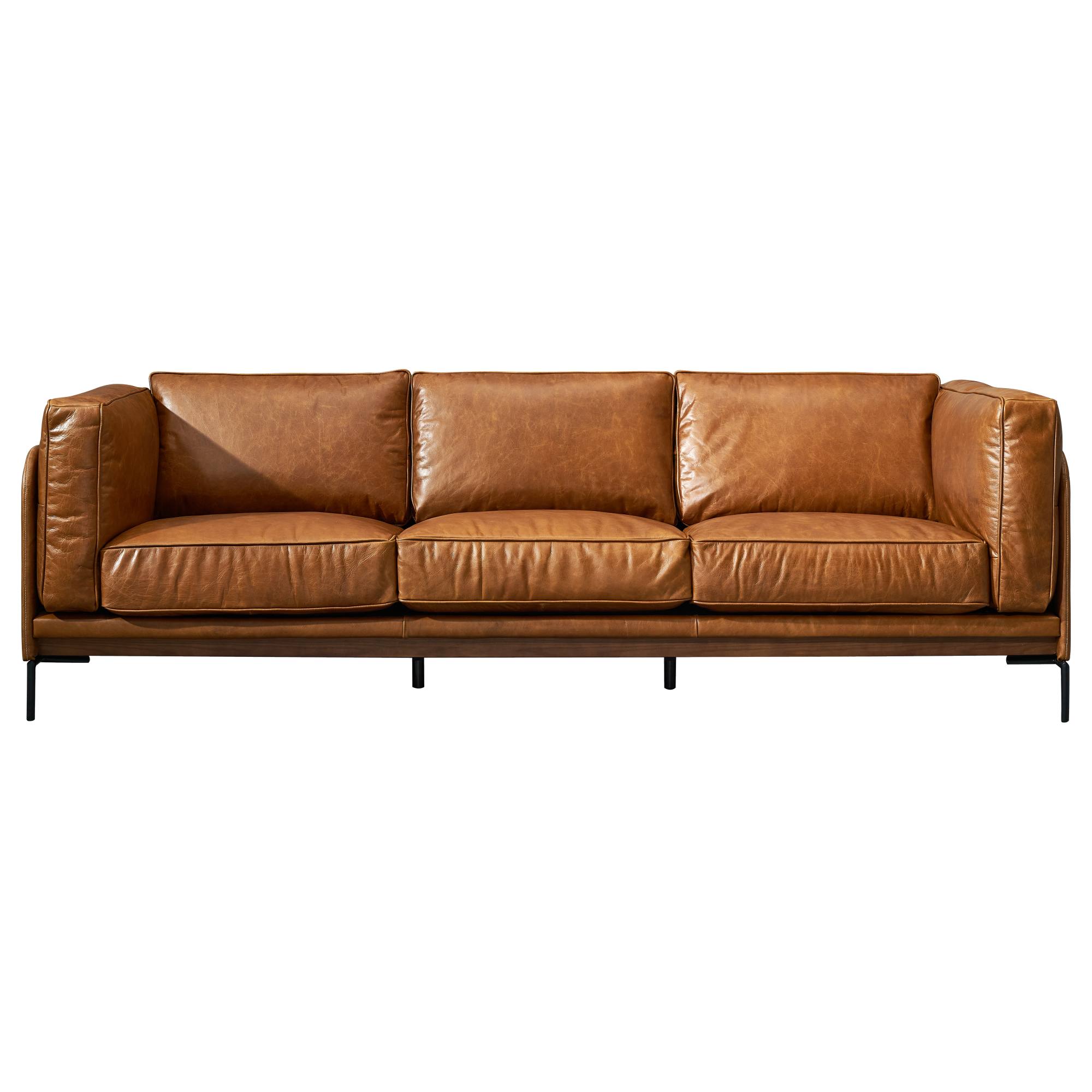 Allerdale 3.5 Seater Leather Sofa, Cuba Brown