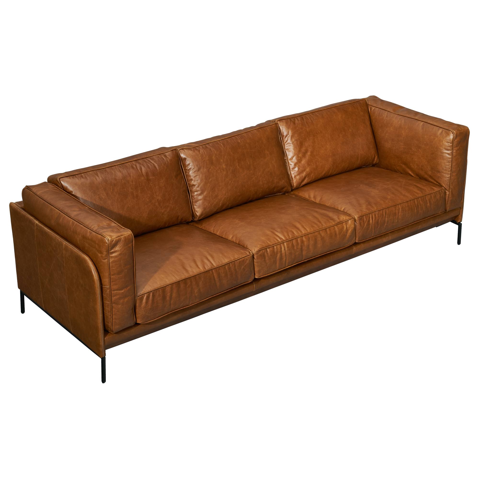 Allerdale 3.5 Seater Leather Sofa, Cuba Brown