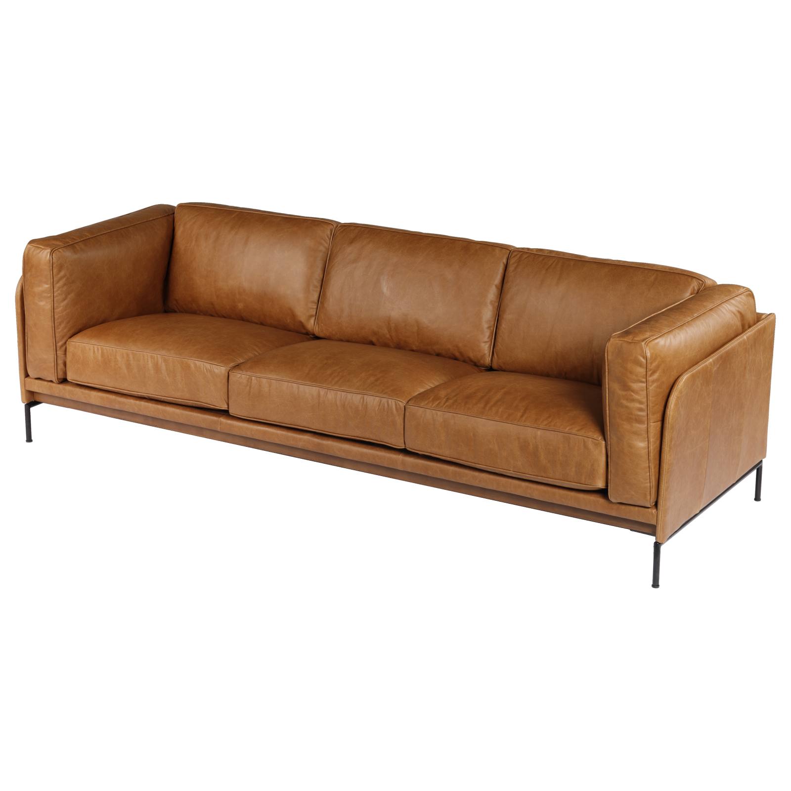Allerdale 3.5 Seater Leather Sofa, Natural Tan