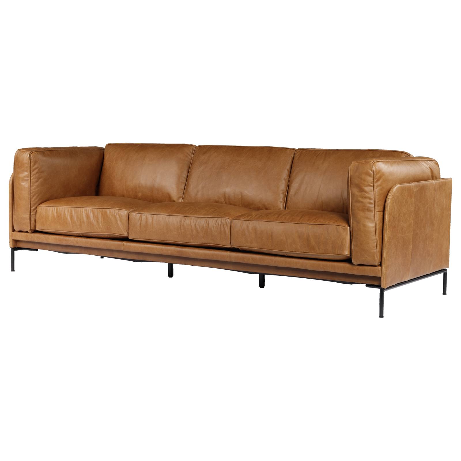Allerdale 3.5 Seater Leather Sofa, Natural Tan