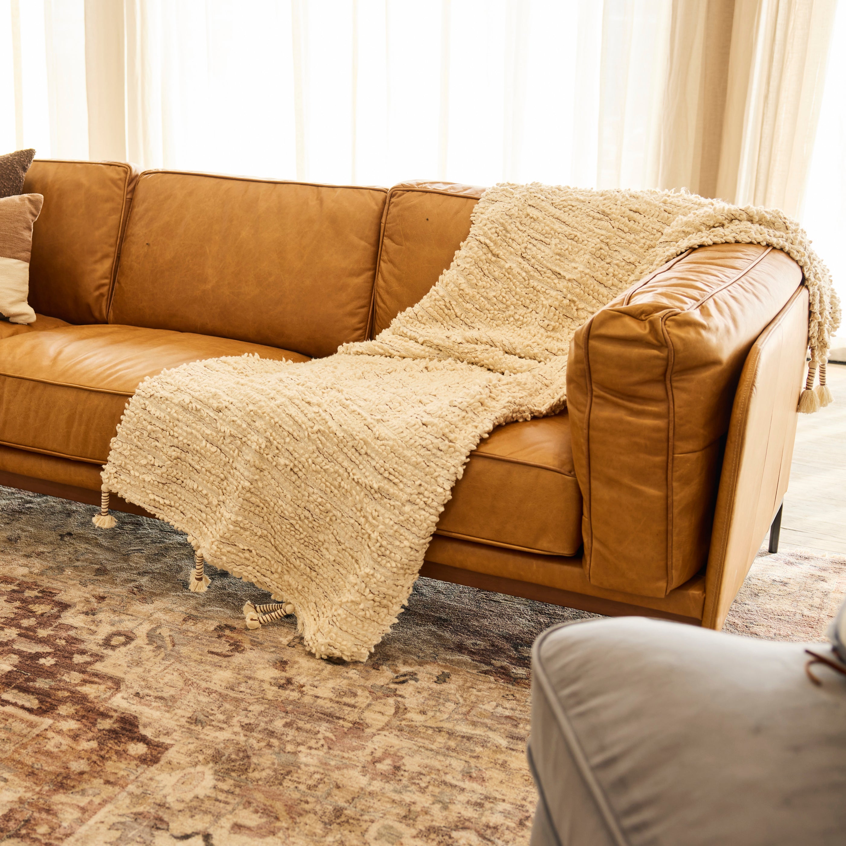 Allerdale 3.5 Seater Leather Sofa, Natural Tan