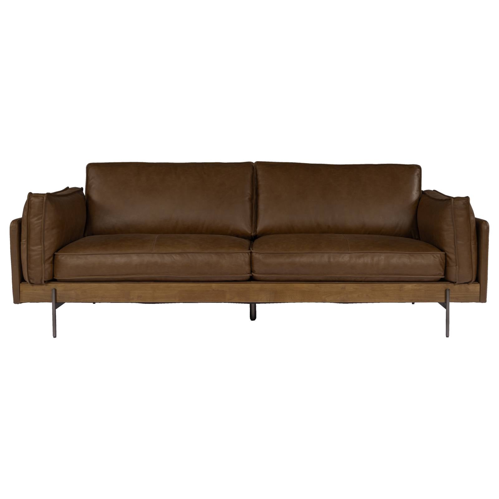 Downie 3 Seater Leather Sofa, Mocha Brown